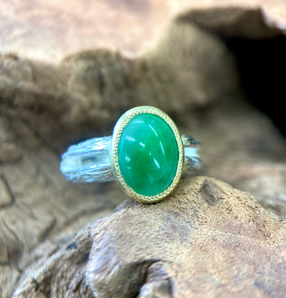 青色オパール シルバーリング K14WG