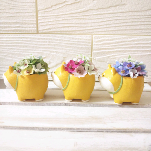 フラワーアレンジ インテリア 柴犬 アートフラワー Harry Chop 通販