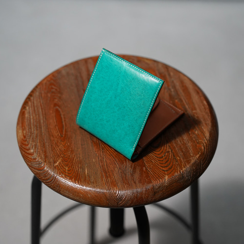 ターコイズブルー革張りスツール大きめ スツール「5003」角型 革