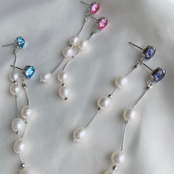 【パープル】long chain pearl  pierce / earring 5枚目の画像