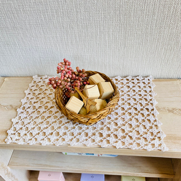 手編み＊選べる２色♢フェンスの向こうのちいさな花　紅茶染めアイボリー／ホワイト　クロッシェレース　ドイリー　 8枚目の画像
