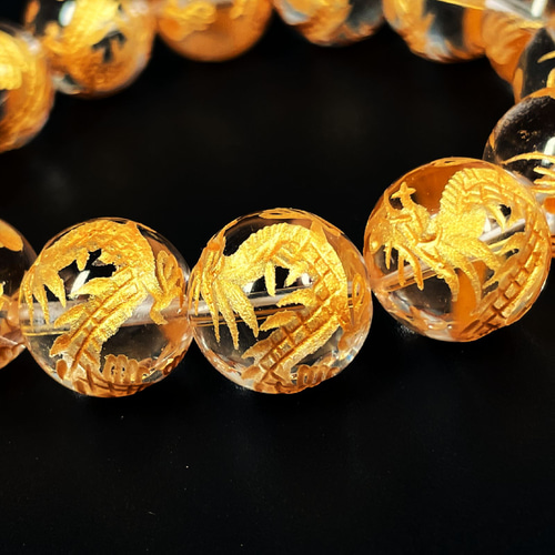 邪気を払い運気を上昇させる数珠】14ミリ 風水神 皇帝龍 本水晶