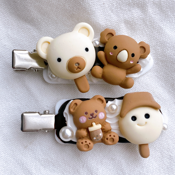 2本セット ハンドメイド ホイップデコ くま チョコレート クリーム