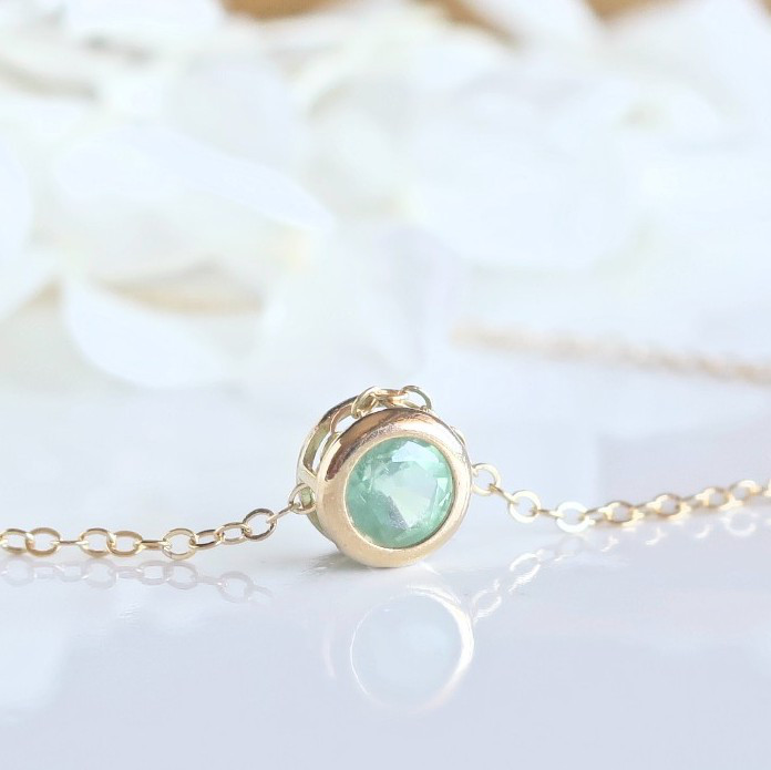 ✵*:.｡.✽爽やか*5mm"希少"アップルグリーンカイヤナイト◆14kgfネックレス【送料無料】