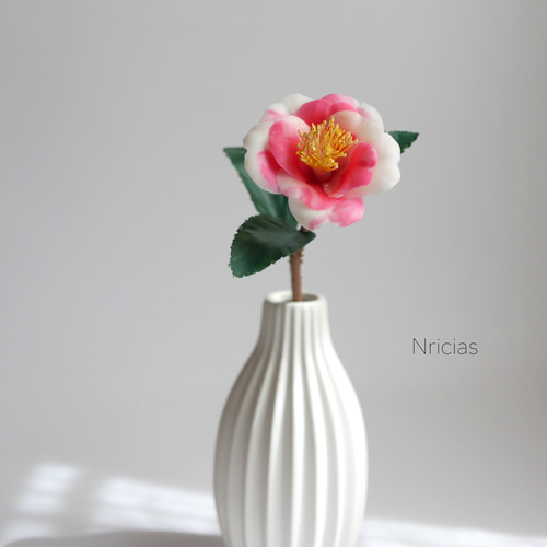 枯れないさざんか✿クレイフラワーNO.S10-WR アートフラワー Nricias