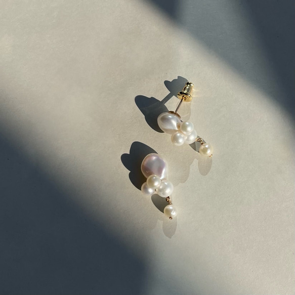 White pearl bubble pierce（14KGF）再販 3枚目の画像