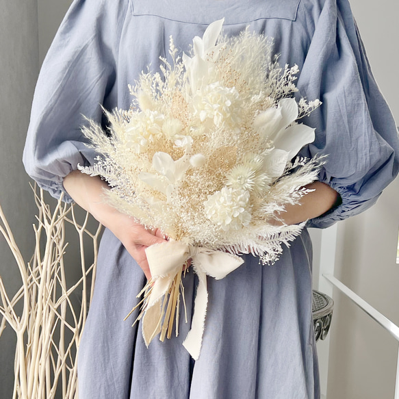 ホワイトゴールドプリザーブドフラワーブーケ 【公式通販】