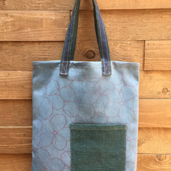 古布 藍染め(梅柄) 再構築 トートバック 約33cm×約40cm