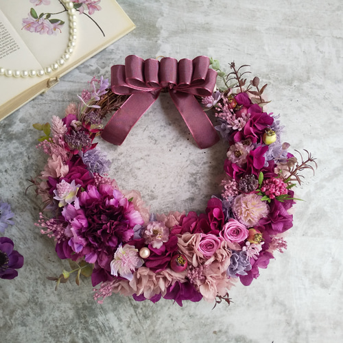 紫陽花とラベンダーのナチュラルリース｜きれいが続くサマーリース