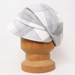 ピッコロフリー・フランネル・ブロックチェック/グレー×ホワイト フリーサイズ UV たためる帽子 風に飛ばない帽子　 3枚目の画像