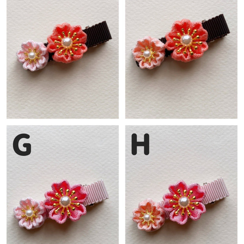桜の髪飾り〜お花2つ〜○ちりめん細工 つまみ細工○ヘアクリップ