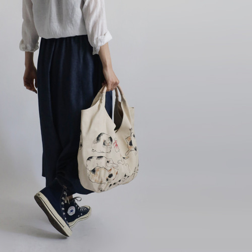 ラスト1 最終SALE 手描き 和画鞄 多々猫 2way トートバッグ