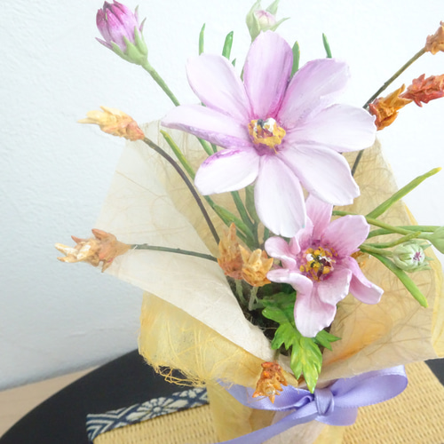 パンフラワー/パン粘土】小さい秋見つけた♪コスモスと穂のパン