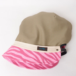 ピッコロフリー・麻・ゼブラ/ピンク フリーサイズ UV たためる帽子 風に飛ばない帽子　 6枚目の画像