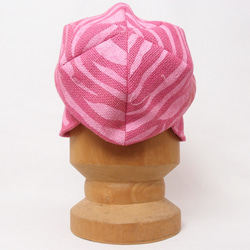 ピッコロフリー・麻・ゼブラ/ピンク フリーサイズ UV たためる帽子 風に飛ばない帽子　 4枚目の画像