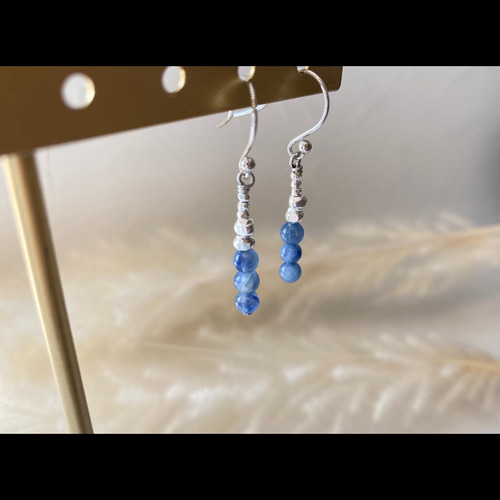 天然石 カイヤナイト カレンシルバー 純銀 ピアス イヤリング ピアス 