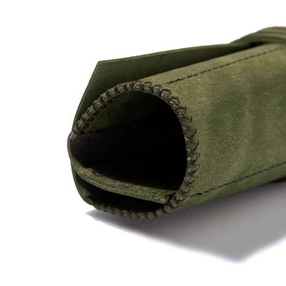 【受注生産】ロールペンケース[オリーブ]/Roll Pen Case[OLIVE]  雑貨　ギフト　レザー 4枚目の画像