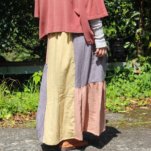 舞舞 －maimai－ 【kaori】/草木染めパッチワークギャザースカート 10枚目の画像