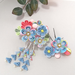 mamamamango つまみ細工髪飾り　No.129、No.127 つまみ細工 髪飾り (青系) - Corgimama's GALLERY | minne byGMO
