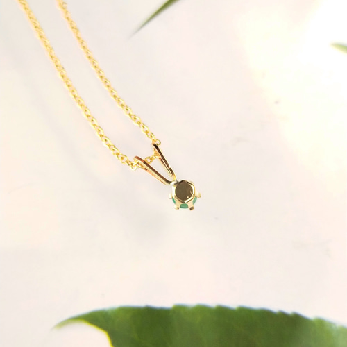 14kgf】天然エメラルドのひと粒ネックレス ネックレス