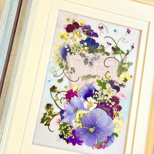 ナチュラルな2色タイプのミニ押し花額 ギフト 母の日 その他アート