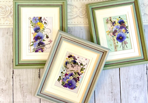 ナチュラルな2色タイプのミニ押し花額 ギフト 母の日 その他