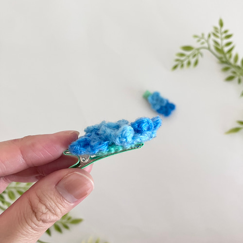 ベビーヘアクリップ　ハンドメイド　ヘアピン　ヘアゴム　紫陽花 紫陽花のベビーヘアアクセサリーセットꕤ 赤ちゃん 髪飾り
