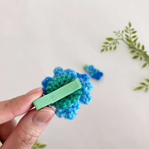 紫陽花のベビーヘアクリップ 2つセット 手編み 雑貨・その他 rumo 通販