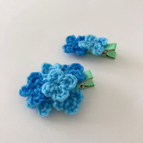 紫陽花のベビーヘアクリップ 2つセット 手編み 雑貨・その他 rumo 通販