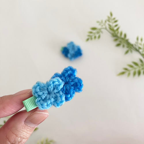 紫陽花のベビーヘアクリップ 2つセット 手編み 雑貨・その他 rumo 通販