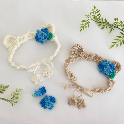 紫陽花のベビーヘアクリップ 2つセット 手編み 雑貨・その他 rumo 通販