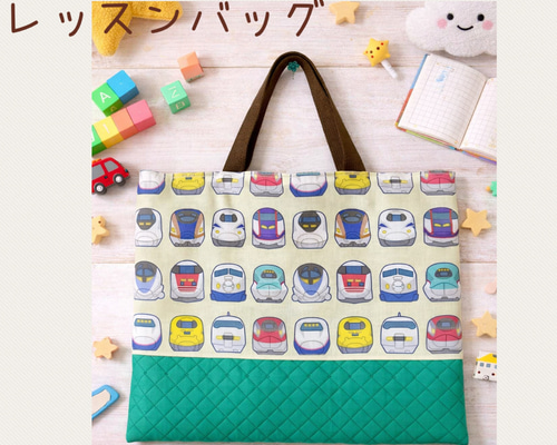 大人気】新幹線柄レッスンバッグ はやぶさ カラー レッスンバッグ