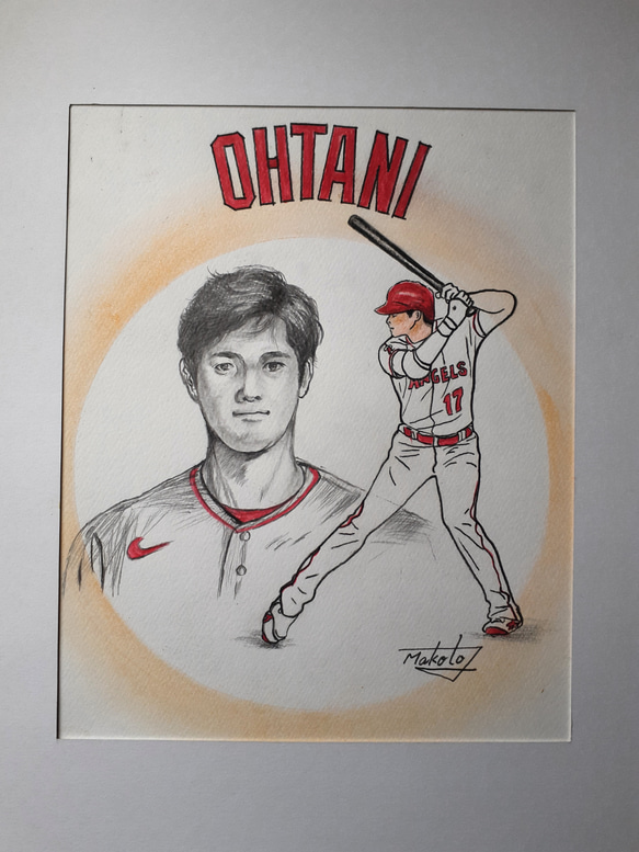 色鉛筆画 大谷翔平似顔絵 絵画 makochin 通販 15758865｜Creema