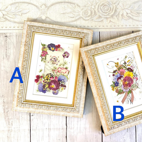 題「古城の景」（押し花作品）城のアート　大きな緑色フレーム付き 題「古城の景」（押し花作品）城のアート 大きな緑色フレーム