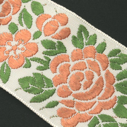 フランス製 アンティーク 花刺繍 グログランシルクリボン（No.2168-2） 4枚目の画像