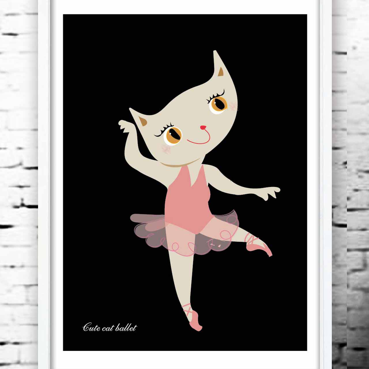 バレエなネコ　送料無料　イラスト　ポスター　A4 A3 A2 A1　（アート/sei（新着順）検索）1331