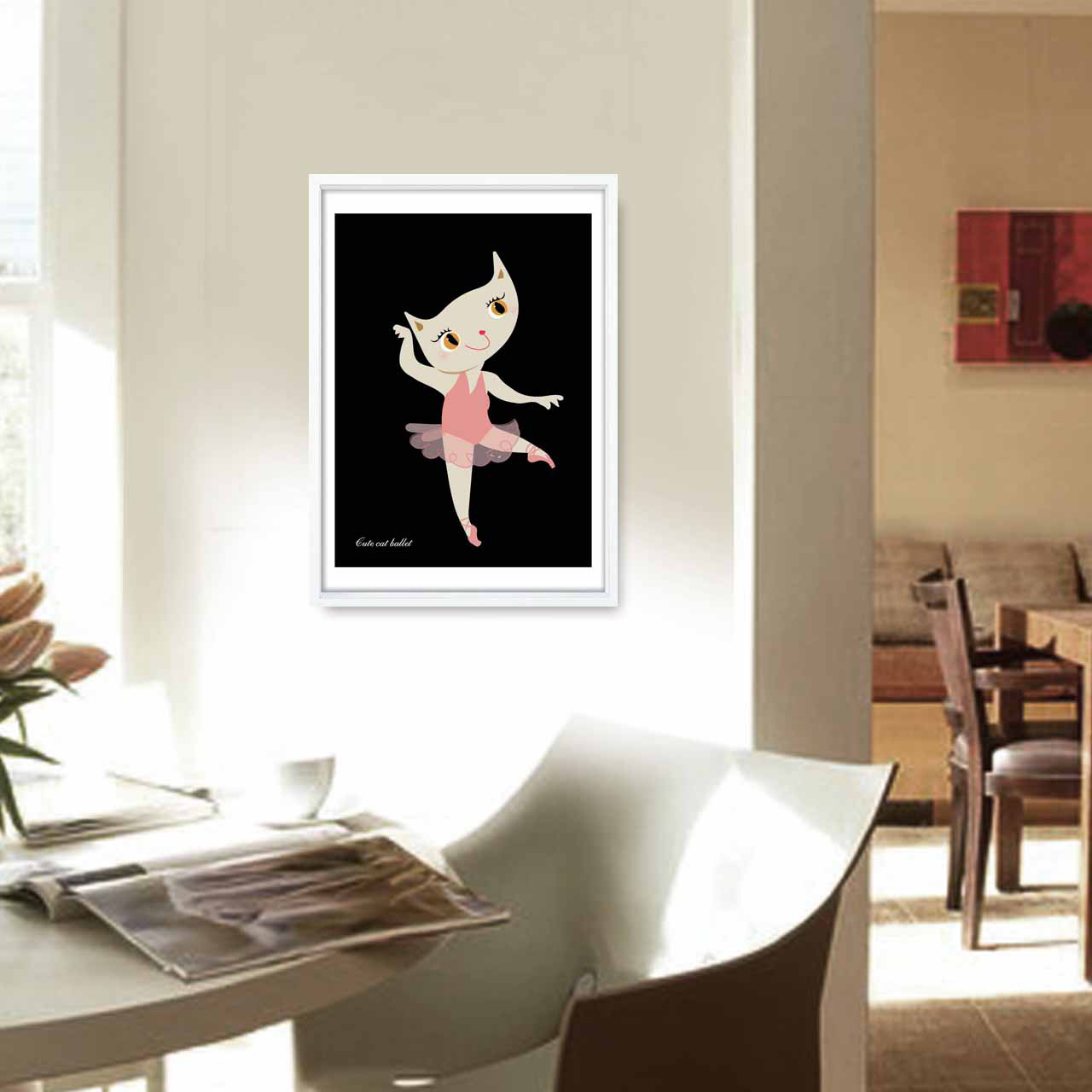 バレエなネコ　送料無料　イラスト　ポスター　A4 A3 A2 A1　（アート/sei（新着順）検索）1331