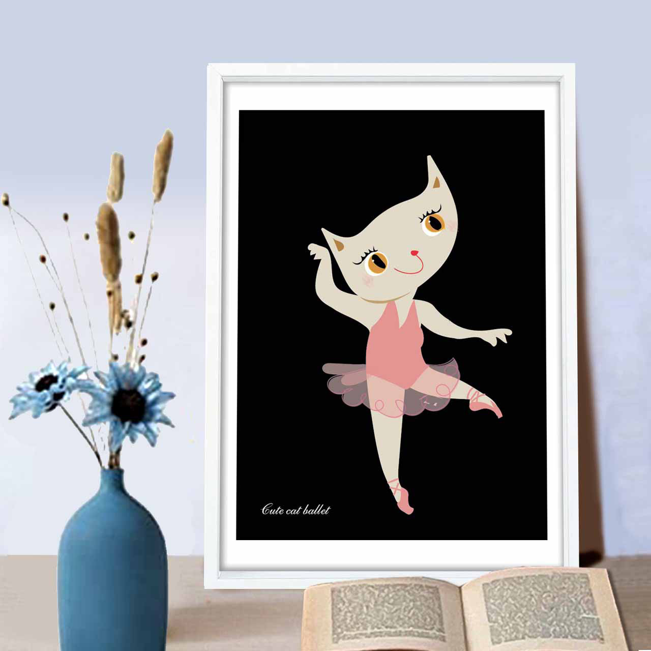 バレエなネコ　送料無料　イラスト　ポスター　A4 A3 A2 A1　（アート/sei（新着順）検索）1331