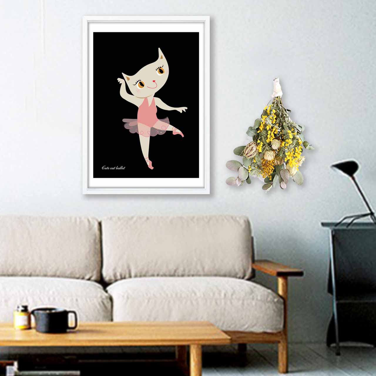 バレエなネコ　送料無料　イラスト　ポスター　A4 A3 A2 A1　（アート/sei（新着順）検索）1331