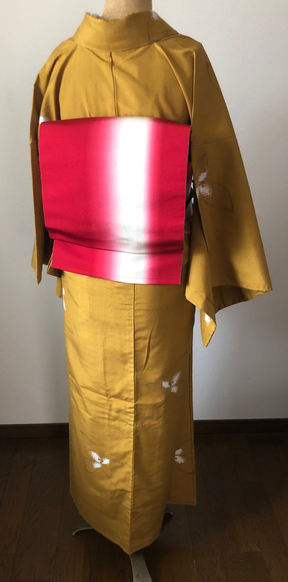 正絹 博多名古屋帯 紅白グラデーション 和装小物（帯・半襟