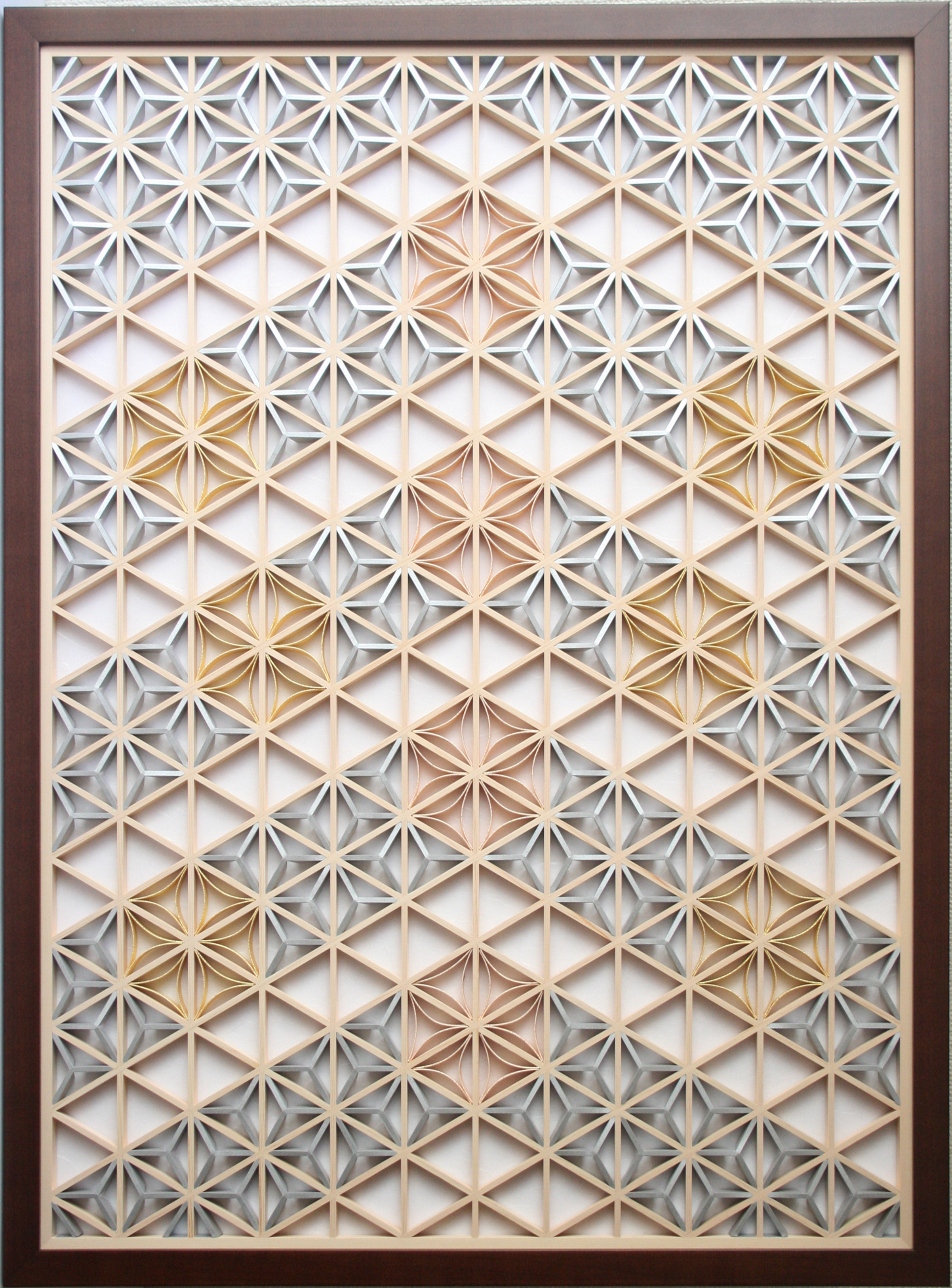 組子アートパネル 【水引七宝 ピンクゴールド】 和風インテリアパネル