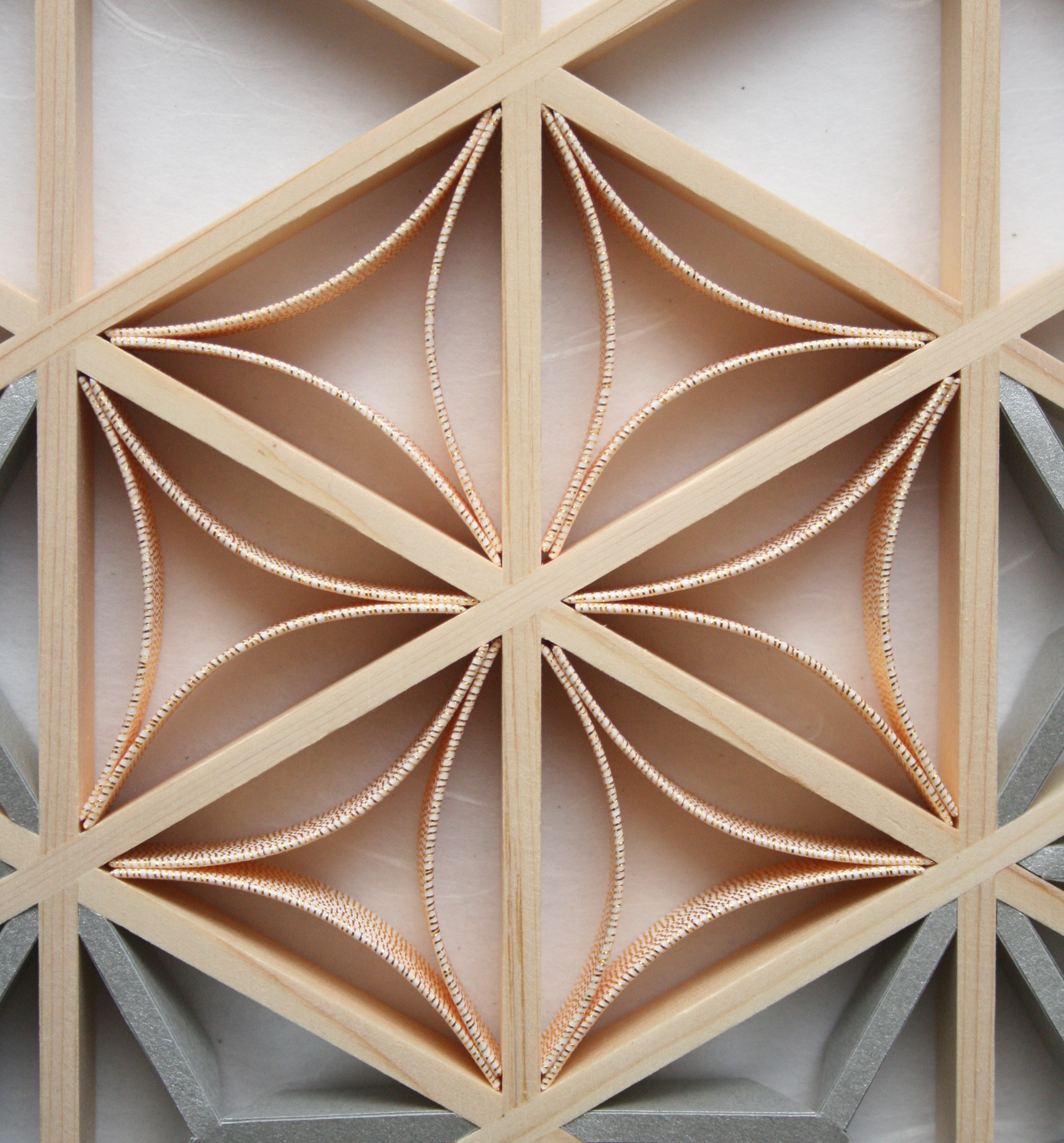 組子アートパネル 【水引七宝 ピンクゴールド】 和風インテリアパネル