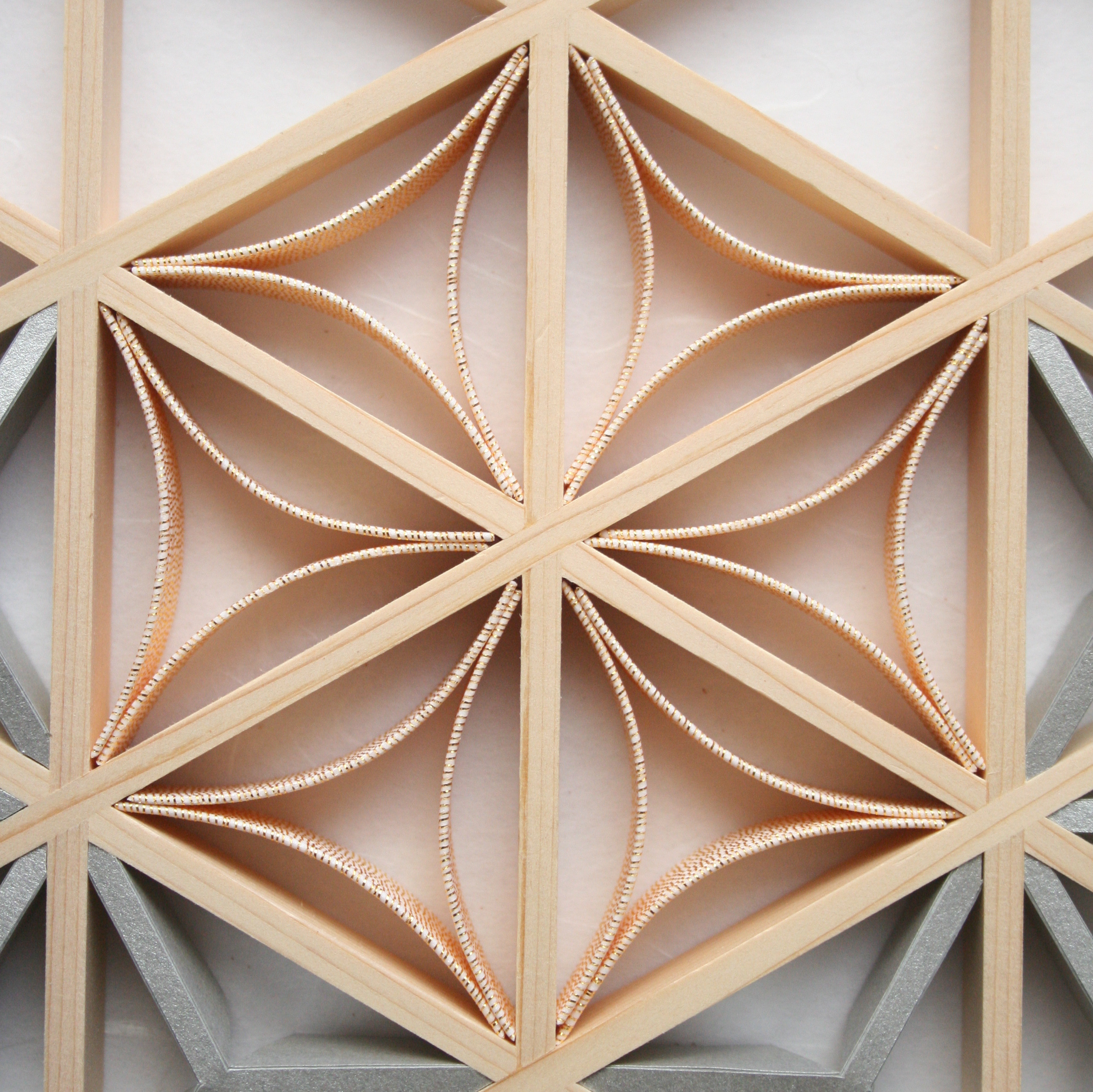 組子アートパネル 【水引七宝 ピンクゴールド】 和風インテリアパネル