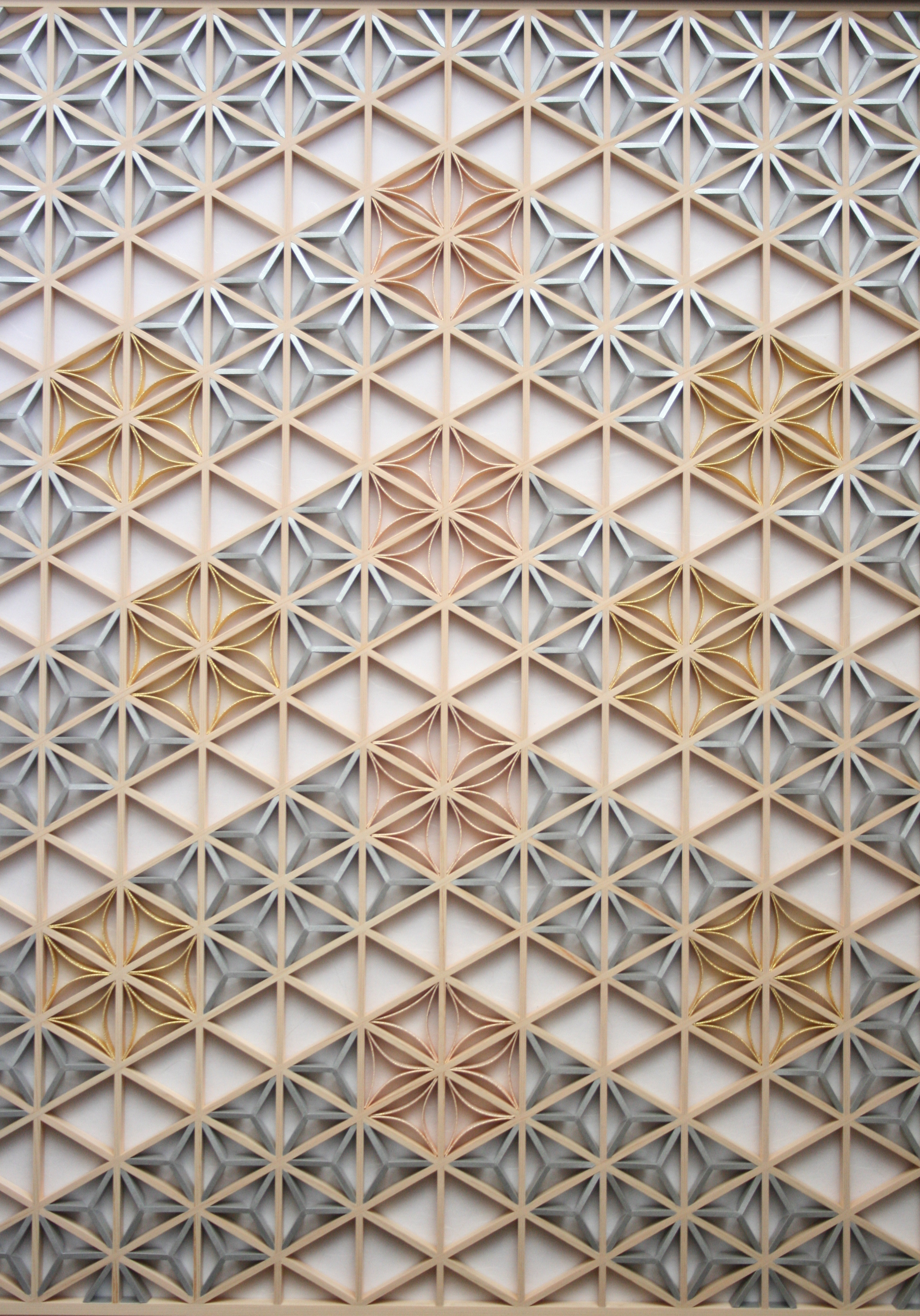 組子アートパネル 【水引七宝 ピンクゴールド】 和風インテリアパネル