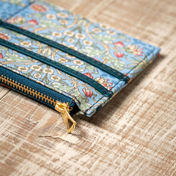 上質なミニバッグお財布&スマホショルダー＊ヒヤシンス柄&本革ブルー＊ミネルバ ボックス＊ギフト 10枚目の画像