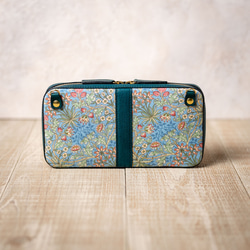 上質なミニバッグお財布&スマホショルダー＊ヒヤシンス柄&本革ブルー＊ミネルバ ボックス＊ギフト 12枚目の画像