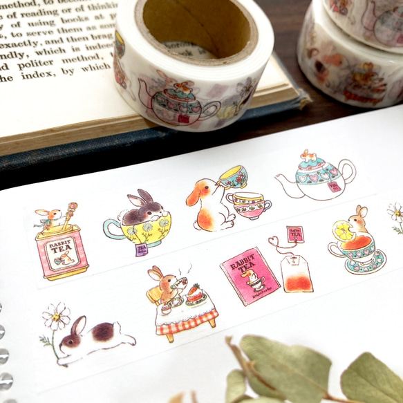 Rabbit Teaマスキングテープ｜うさぎ×紅茶（20mm） 2枚目の画像