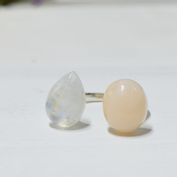 SV ブルームーンストーン ピンクオパール　フォークリング CB092CIBS