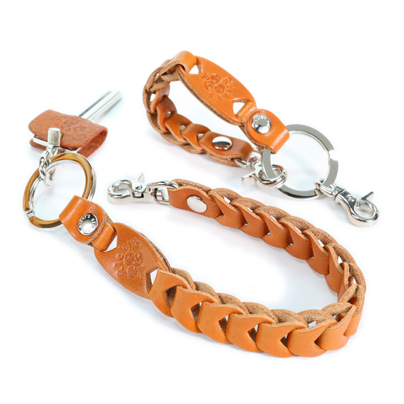 “チェーンキーホルダー” 14色 キーリング 鍵 紛失防止 キー 落下防止 キーストラップ 栃木レザー 1枚目の画像