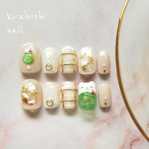 ネイルチップクリームソーダ くまさんネイル77専用 くまさん♡クリーム